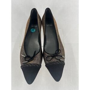 Stuart Weitzman Gold/Silver Glitter and Suede Ballet Flats